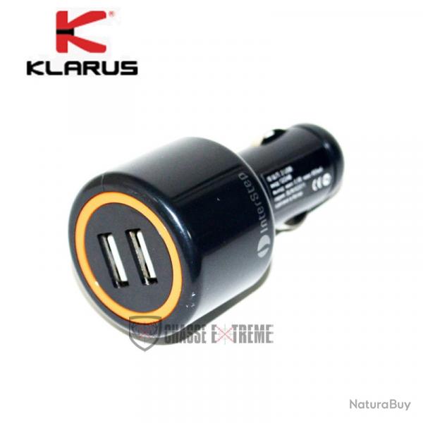 Adaptateur Allume-Cigare Prise Double KLARUS pour Cordon de Chargement Usb