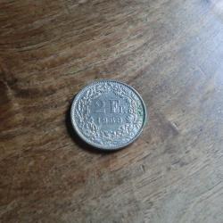 monnaie 2 francs suisse  1969