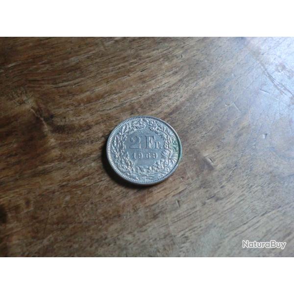 monnaie 2 francs suisse  1969