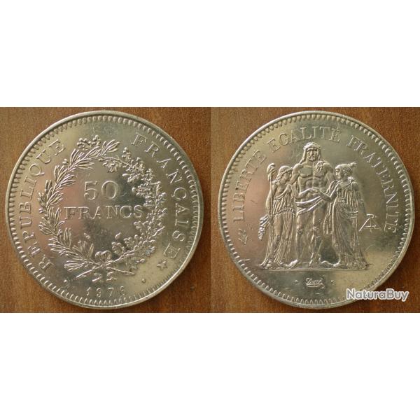 France 50 Francs 1976 Piece Hercules Argent Hercule