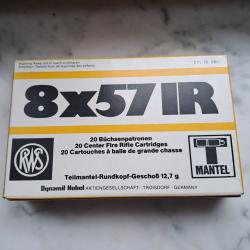 Cartouche calibre 8x57 jr lot de  2  boîtes
