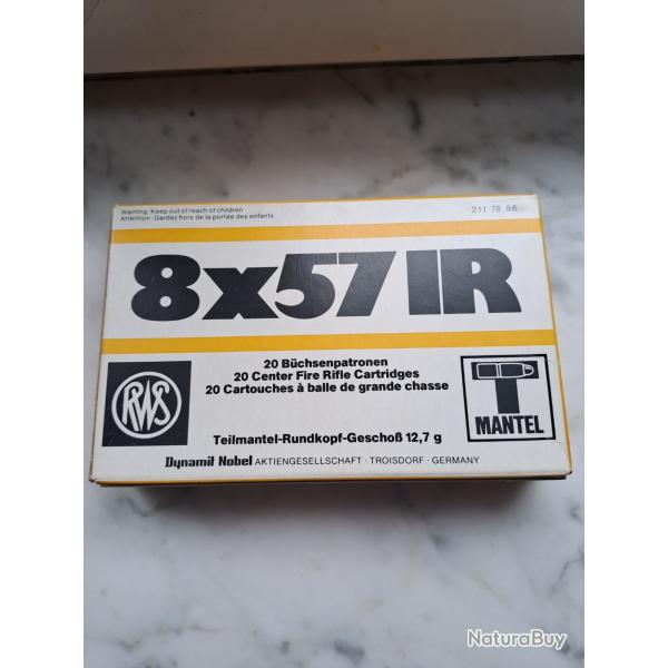 Cartouche calibre 8x57 jr lot de  2  botes