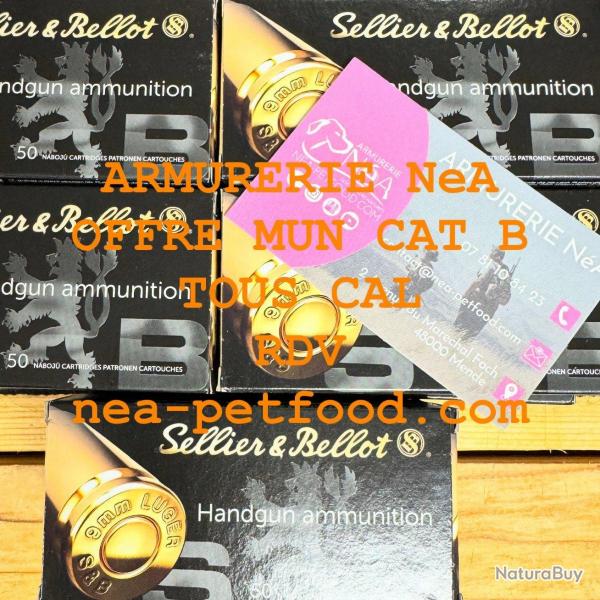 SELLIER BELLOT cal.9mm PARA FMJ LIVRAISON OFFERTE LOT DE 500