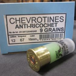10 cartouches chevrotines anti ricochet en 9 grains cal 12/67