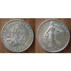 France 2 Francs 1917 Semeuse Piece Argent Franc