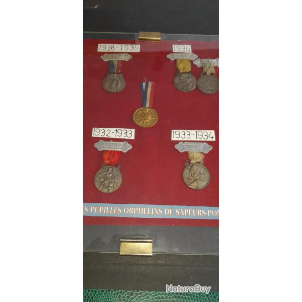 LOT DE 6 MEDAILLETTES ORPHELINS SAPEURS POMPIERS