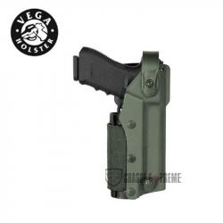Holster VEGA Zoom VKZ804 pour GLOCK 17/18/19/22/23 avec Lampe/Laser Droitier Vert Olive
