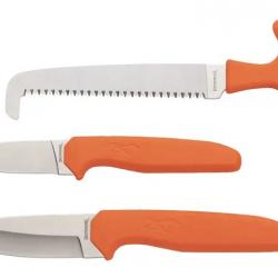 Set Browning Couteaux et Scie Browning Sharp-Ridge 3 Pièces Lames Acier 8Cr13MoV Etui Nylon BR0553