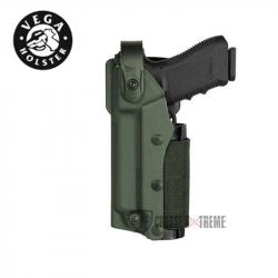 Holster VEGA Zoom VKZ804 pour GLOCK 17/18/19/22/23 avec Lampe/Laser Gaucher Vert Olive