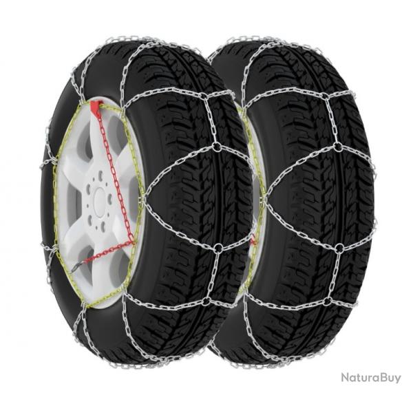 Chaînes antidérapantes 2 pcs 16 mm acier carbone argenté rouge jaune taille 400 sécurité hiver