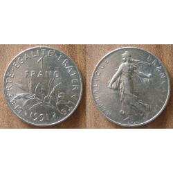 France 1 Franc 1991 Piece Semeuse Francs Nickel