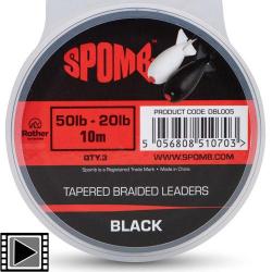 Tête de Ligne Spomb Tapered Braided Leaders Black 50-20lbs (3x10m)
