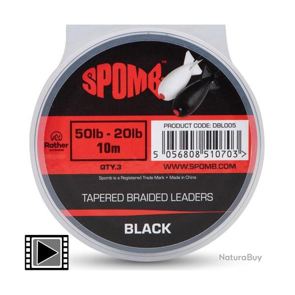 Tte de Ligne Spomb Tapered Braided Leaders Black 50-20lbs (3x10m)