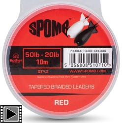 Tête de Ligne Spomb Tapered Braided Leaders Red 50-20lbs (3x10m)