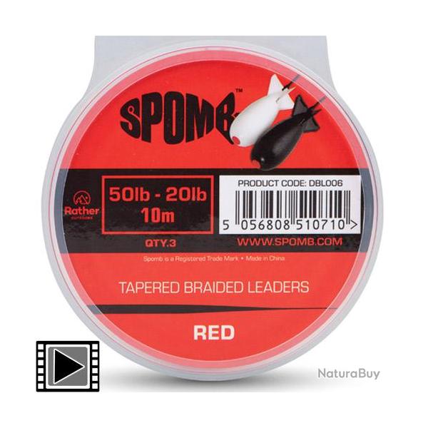 Tte de Ligne Spomb Tapered Braided Leaders Red 50-20lbs (3x10m)