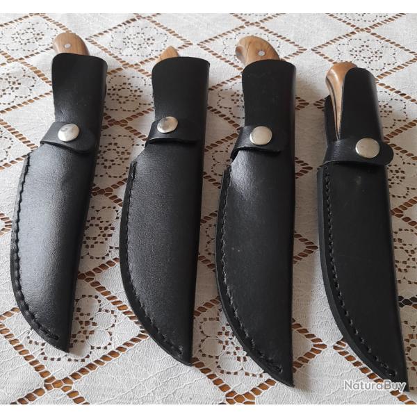 LOT DE 4 POIGNARDS EN PARFAIT TAT FOURREAU EN CUIR