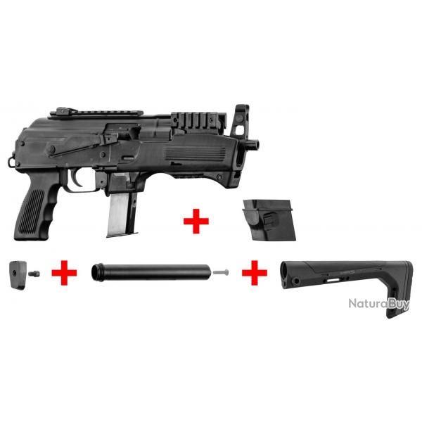 PACK Pistolet Chiappa PAK 9 en calibre 9x19 mm + Crosse fixe HERA ARMS + adaptateur chargeur Glock