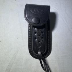 Étui ceinture en cuir noir neuf - porte-couteau/outils militaire