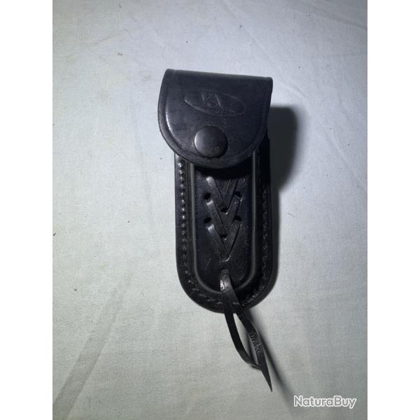 tui ceinture en cuir noir neuf - porte-couteau/outils militaire
