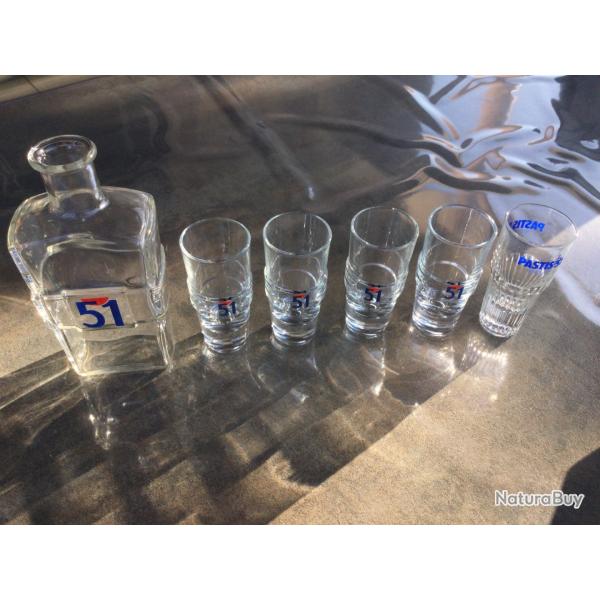 Verres Tube Pastis 51 avec leur carafe