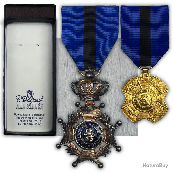 ABL : RARE 2 ORDRES LEOPOLD II MDAILLE D'OR + CHEVALIER - 2 DEVISES