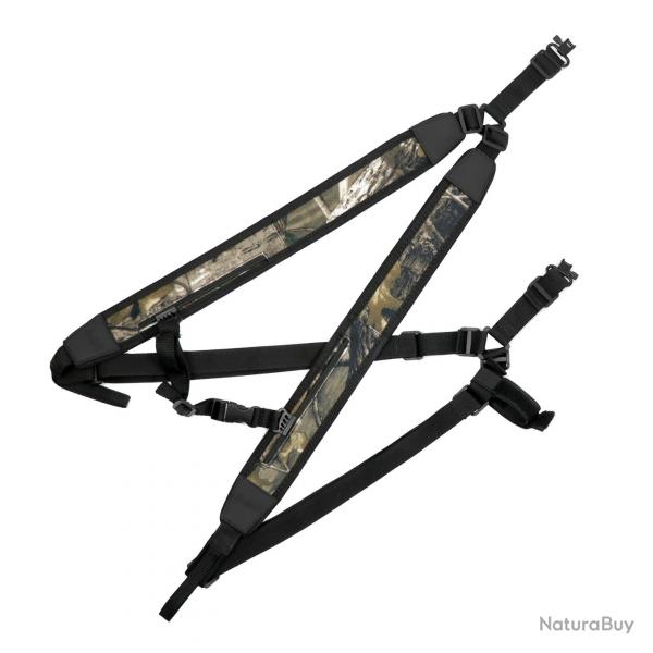 Bretelle Double pour Fusil Harnais Sac  Dos Noprne 2 Points Camouflage Rglable Transport Mains