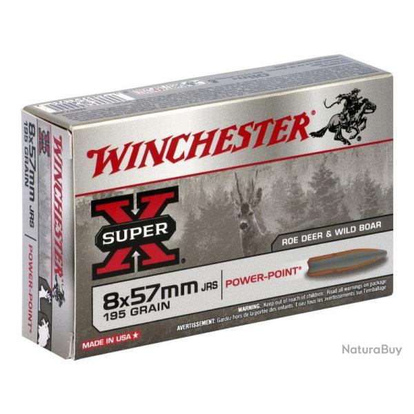 WINCHESTER cal.8x57 Jrs Power Point 195 grains - 12.6 grammes /20 5 boites ( 100 munitions )