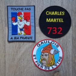 lot 3 écussons collection patriotique insignes tissu