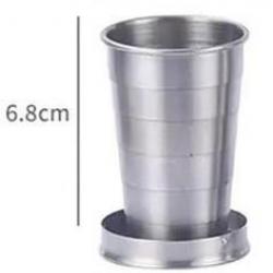 Tasses télescopiques portables petit modèle en métal et acier inoxydable 75 ML "Camping, Randonnée, 