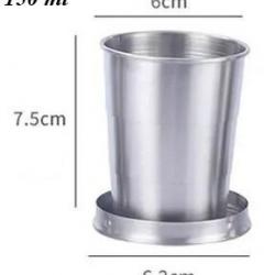 Tasses télescopiques portables moyen modèle en métal et acier inoxydable 150 ML "Camping, Randonnée,