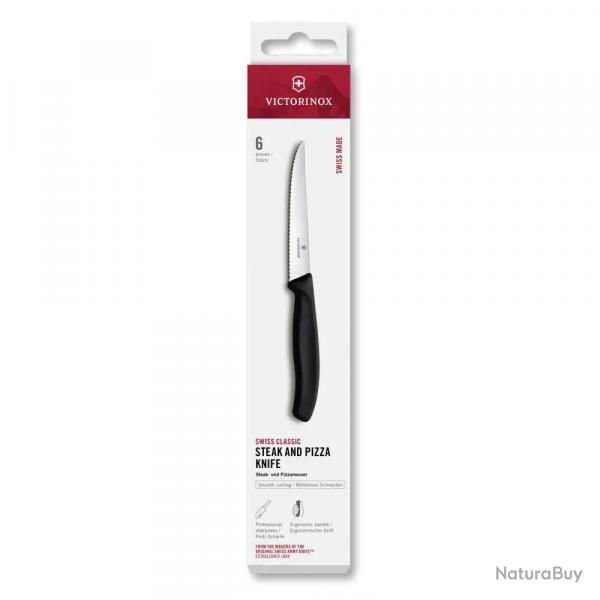Set de 6 Couteaux  Steak Dents Victorinox - Lames Inox Ultra-Tranchantes 11 cm