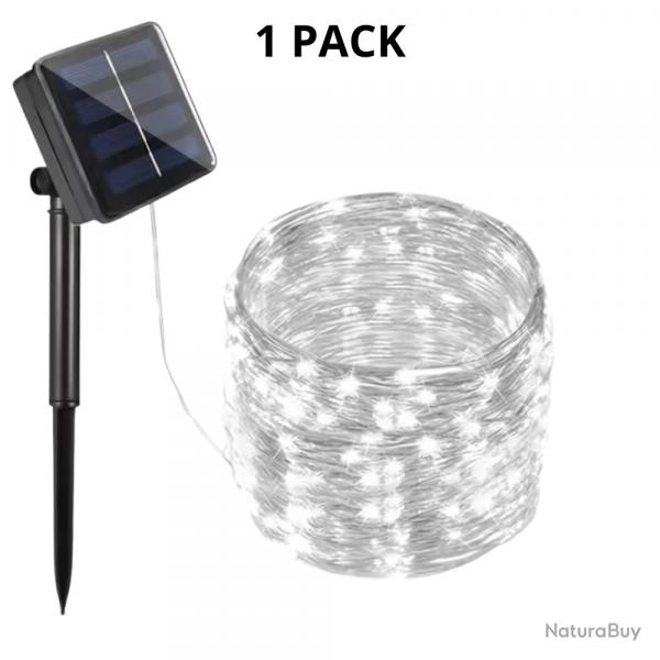 Guirlande solaire extrieure 22M 200 LED blanc tanche IP65 pour jardin terrasse fte