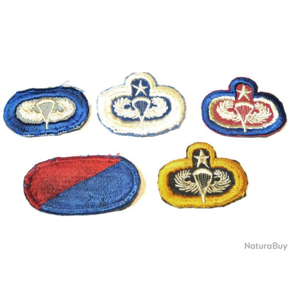 Lot de 5 insignes tissus Parachutiste  US ref ing 31 box 148