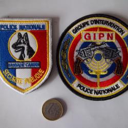 lot 2 écussons police nationale GIPN brigade canine insignes collection