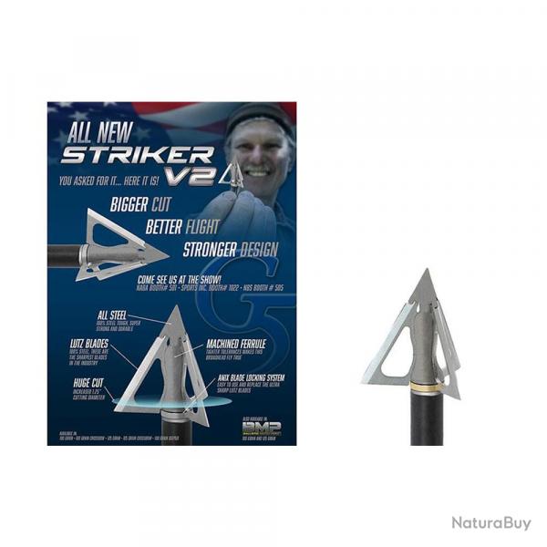 Lot de 3 pointes de chasse G5 Striker V2  lame fixe 100gr