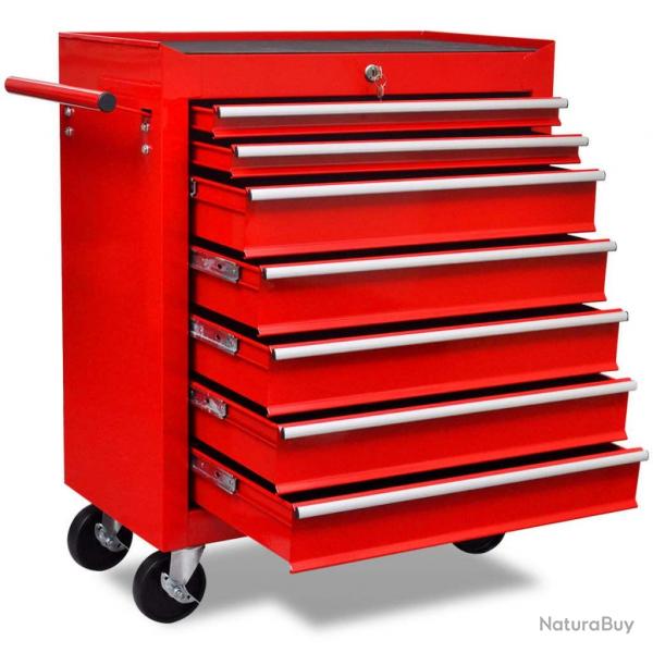 Chariot  outils d'atelier avec 7 tiroirs Rouge