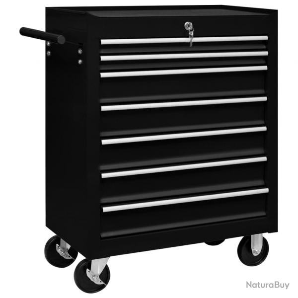 Chariot  outils d'atelier avec 7 tiroirs Noir