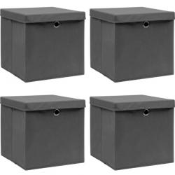 Boîtes rangement 4 pcs Gris 32x32x32 cm Tissu pratique pliable organisation maison