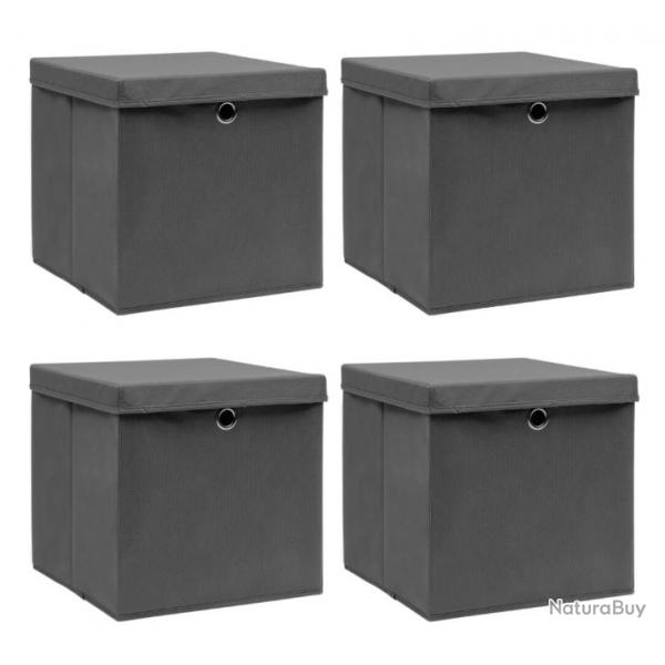 Botes rangement 4 pcs Gris 32x32x32 cm Tissu pratique pliable organisation maison