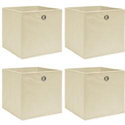 Boîtes rangement 4 pcs crème 32x32x32 cm tissu pliable pratique organisation intérieur