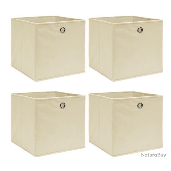 Botes rangement 4 pcs crme 32x32x32 cm tissu pliable pratique organisation intrieur