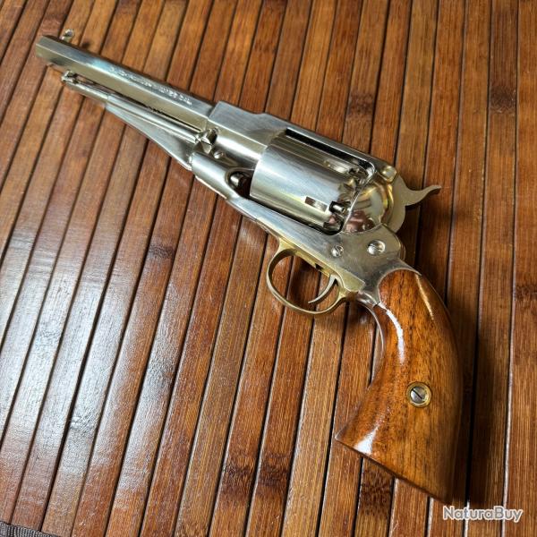 REVOLVER F.LLI PIETTA REMINGTON NICKEL CALIBRE 36 FABRICATION 1995 NEUF DE STOCK BOTE ET PAPIER
