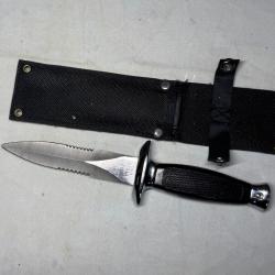 Poignard neuf lame inox 22cm + étui nylon