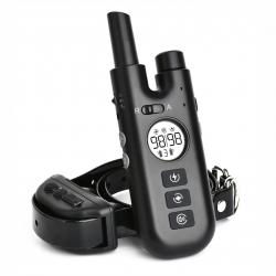 Collier Anti-Aboiement 2en1 pour Chien Rechargeable Etanche avec Télécommande 800 m 3 Modes Noir