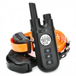 2X Colliers Anti-Aboiement 2en1 pour Chien Rechargeable Etanche avec Télécommande 800 m 3 Modes Noir