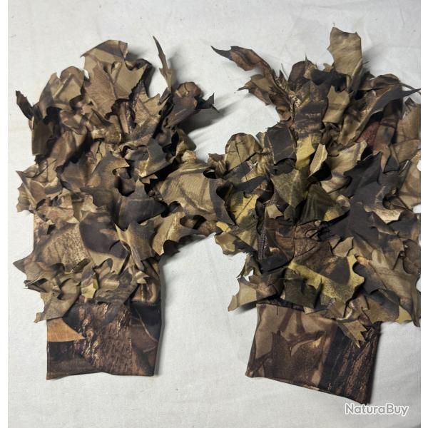Gants camouflage 3D neufs - Feuilles relief chasse, airsoft, observation