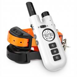 2X Colliers Anti-Aboiement 2en1 pour Chien Rechargeable Etanche +Télécommande 800 m 3 Modes Blanc