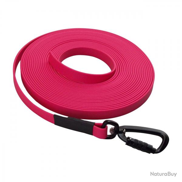 Longe BIOTHANE Twist-Lock 16 mm 15 m SANS poigne rose passion