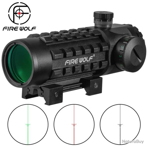 Lunette de Vise FIRE WOLF 4x32 - Rticule Lumineux 3 Couleurs - Rail 20 mm