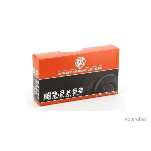 CARTOUCHES RWS cartouche 9.3X62 DK 14.8G 225gr x20